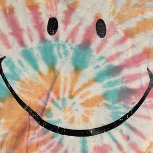 Desert Dreamer Tie-dye Oversized Long Sleeve Shirt with Smiley Face Art size O/S
